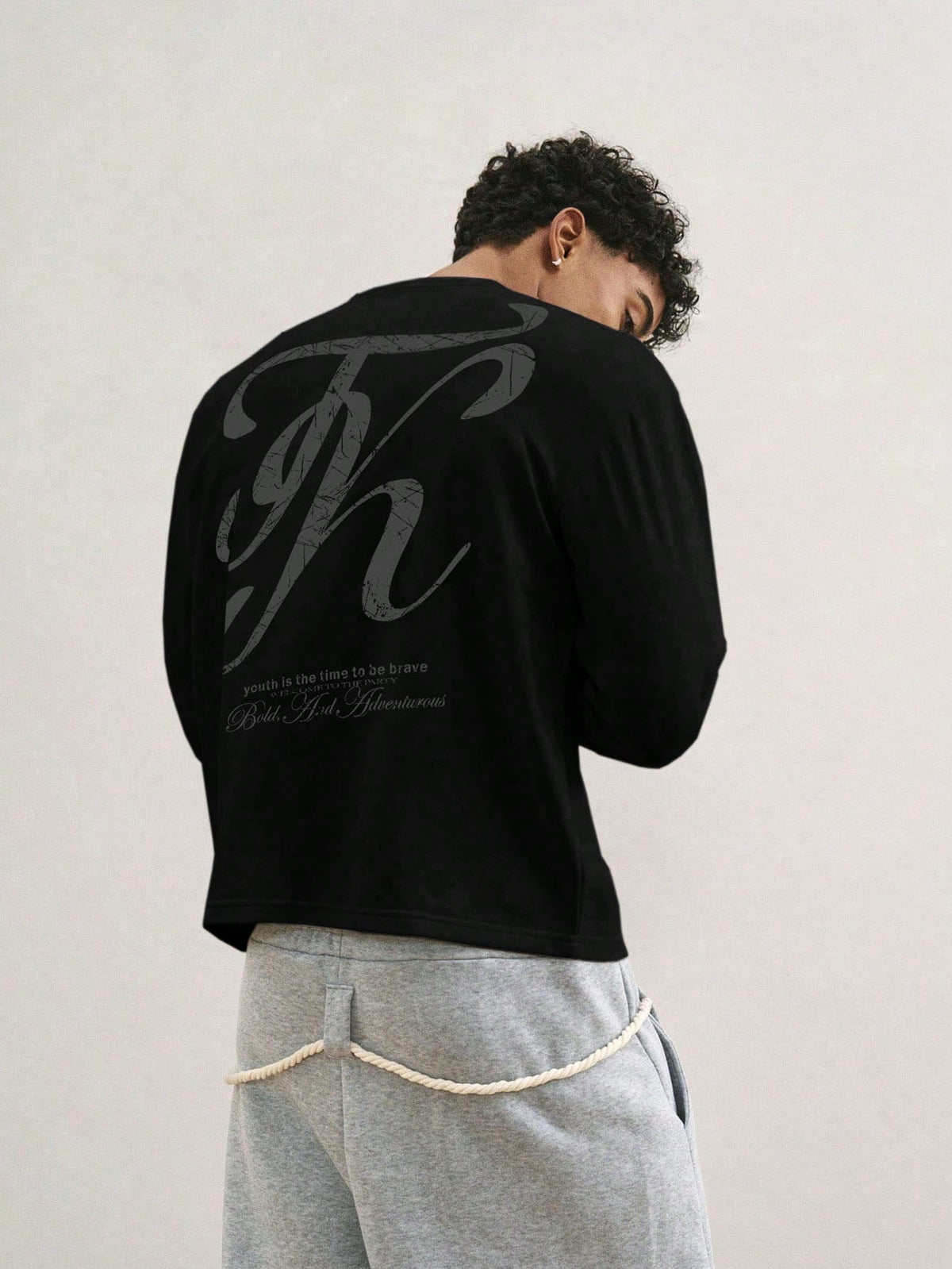 Men's Vintage Letter Graphic Long Sleeve T-Shirt