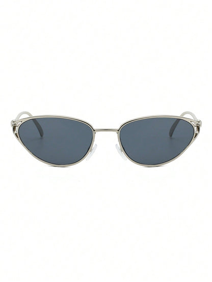 Silver Cat-Eye Metal Glasses with Vintage Knotted Temples
