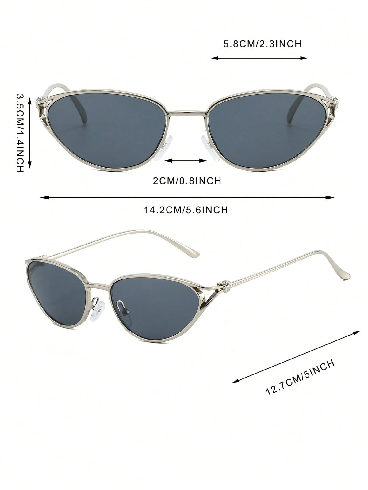 Silver Cat-Eye Metal Glasses with Vintage Knotted Temples