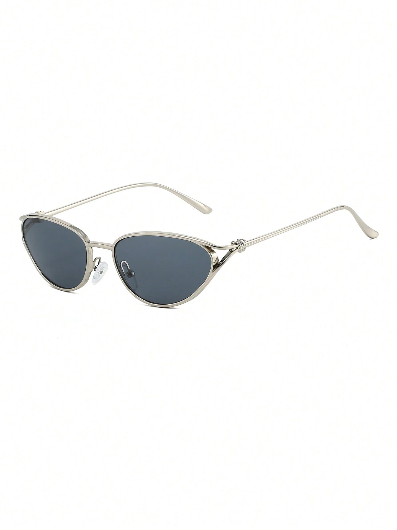 Silver Cat-Eye Metal Glasses with Vintage Knotted Temples