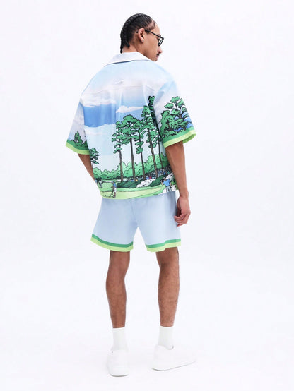 Men's Scenic Landscape Shirt and Shorts Set