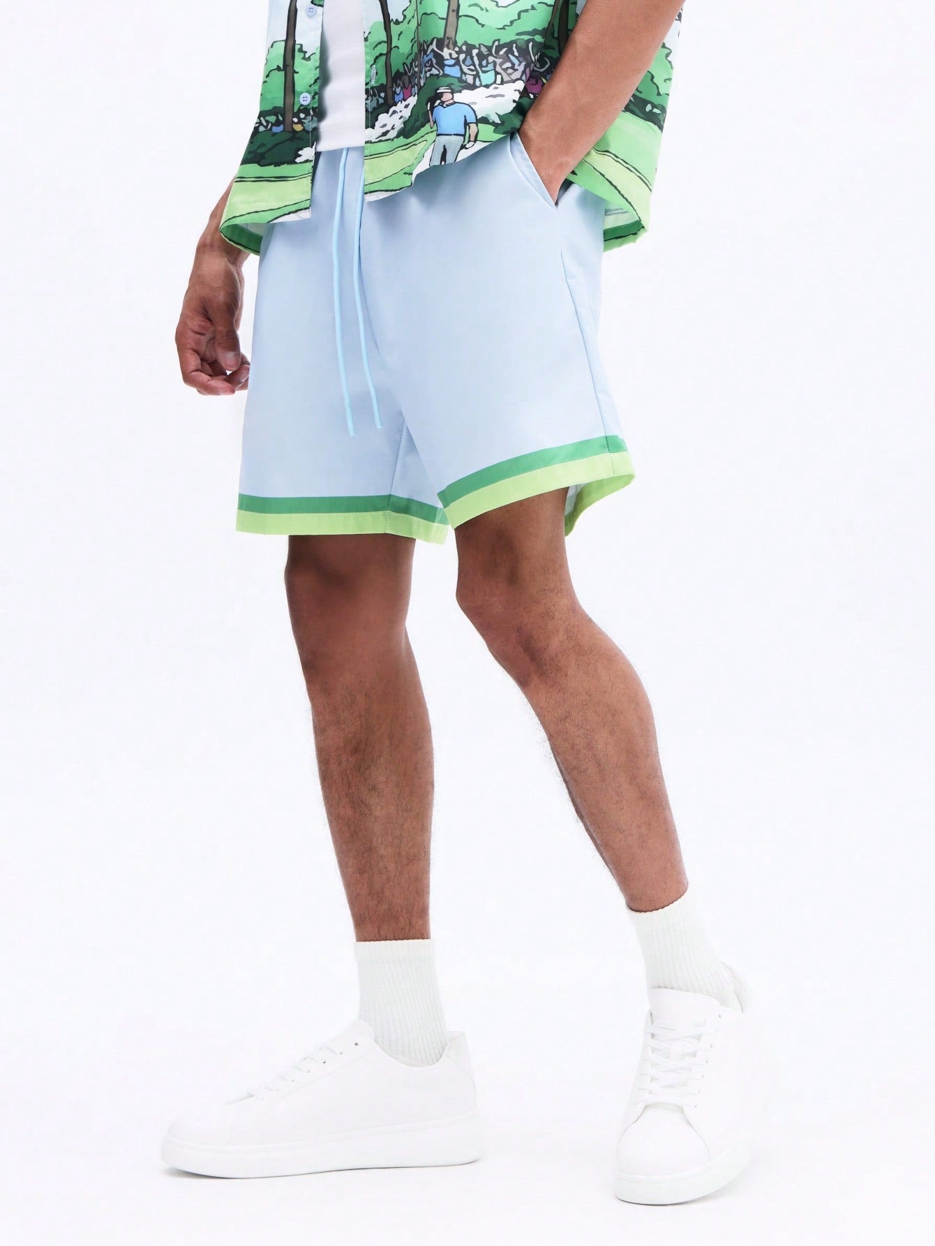 Men's Scenic Landscape Shirt and Shorts Set