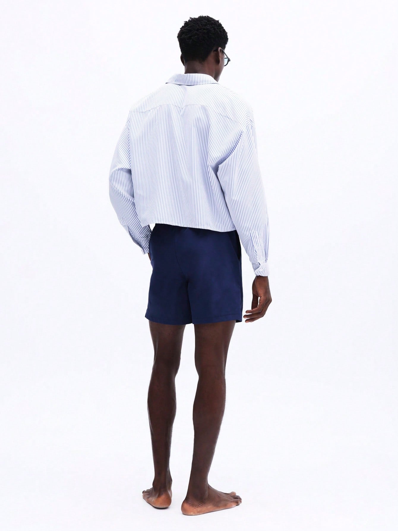 Men’s Striped Shirt and Drawstring Swim Shorts Set