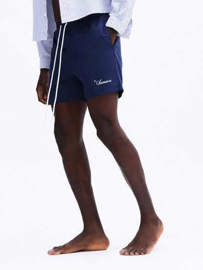 Men’s Striped Shirt and Drawstring Swim Shorts Set