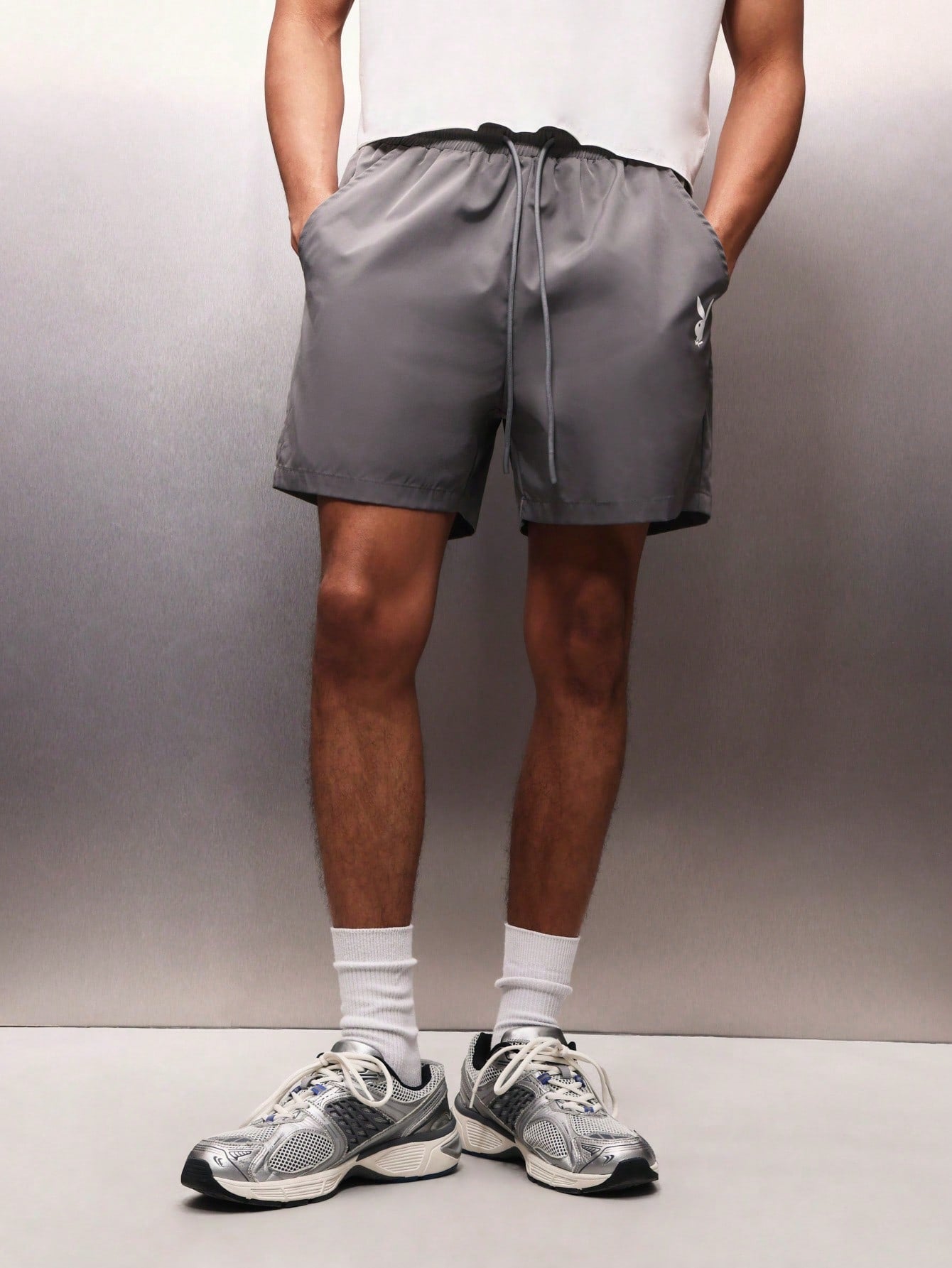 Relaxed Nylon Bunny Logo Shorts