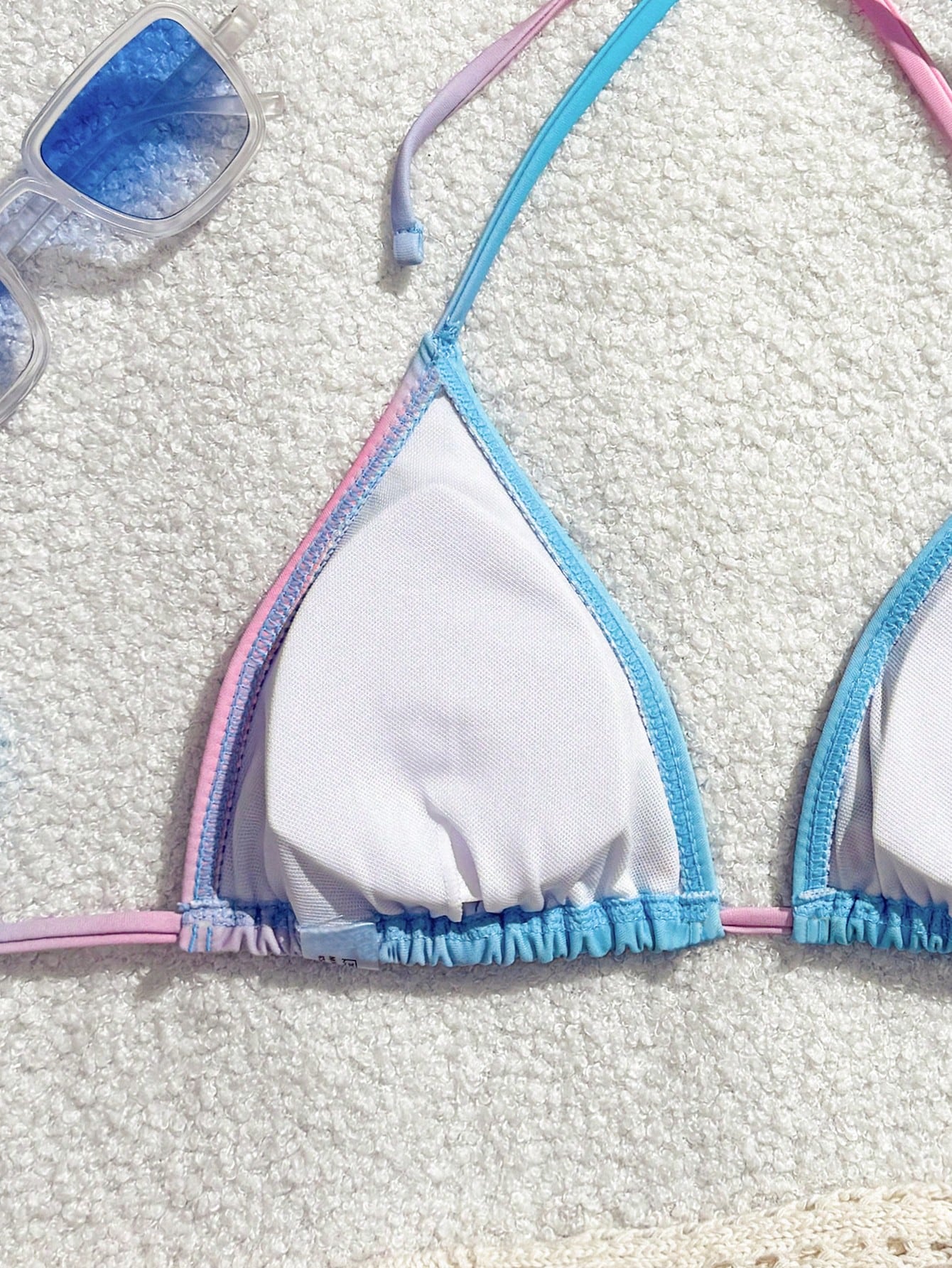Embroidered Ombre Floral Beaded Triangle Bikini