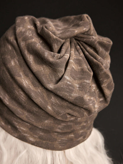 Retro Leopard Print Stacking Brimless Hat