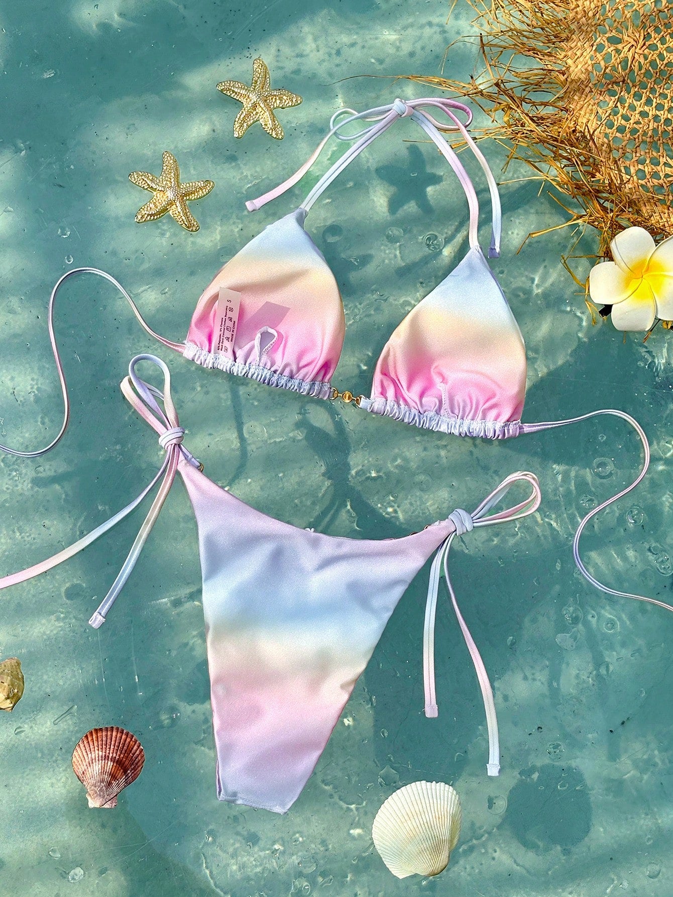 Sexy Ombre Bikini with Pearl Decor Beach Swimwear
