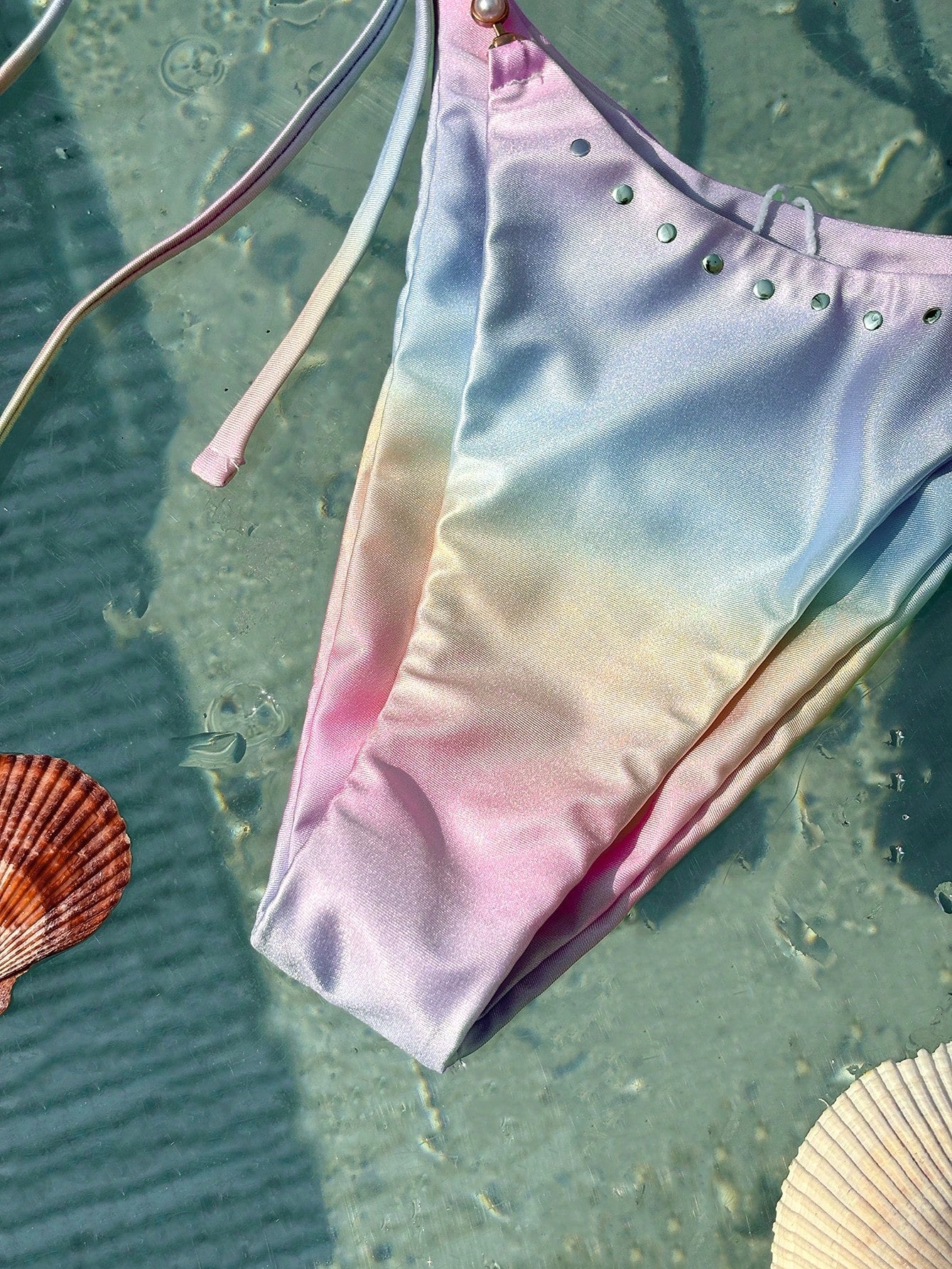 Sexy Ombre Bikini with Pearl Decor Beach Swimwear