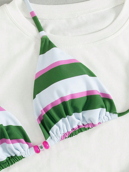 Sexy Minimalist All Over Print Halter Bikini Set