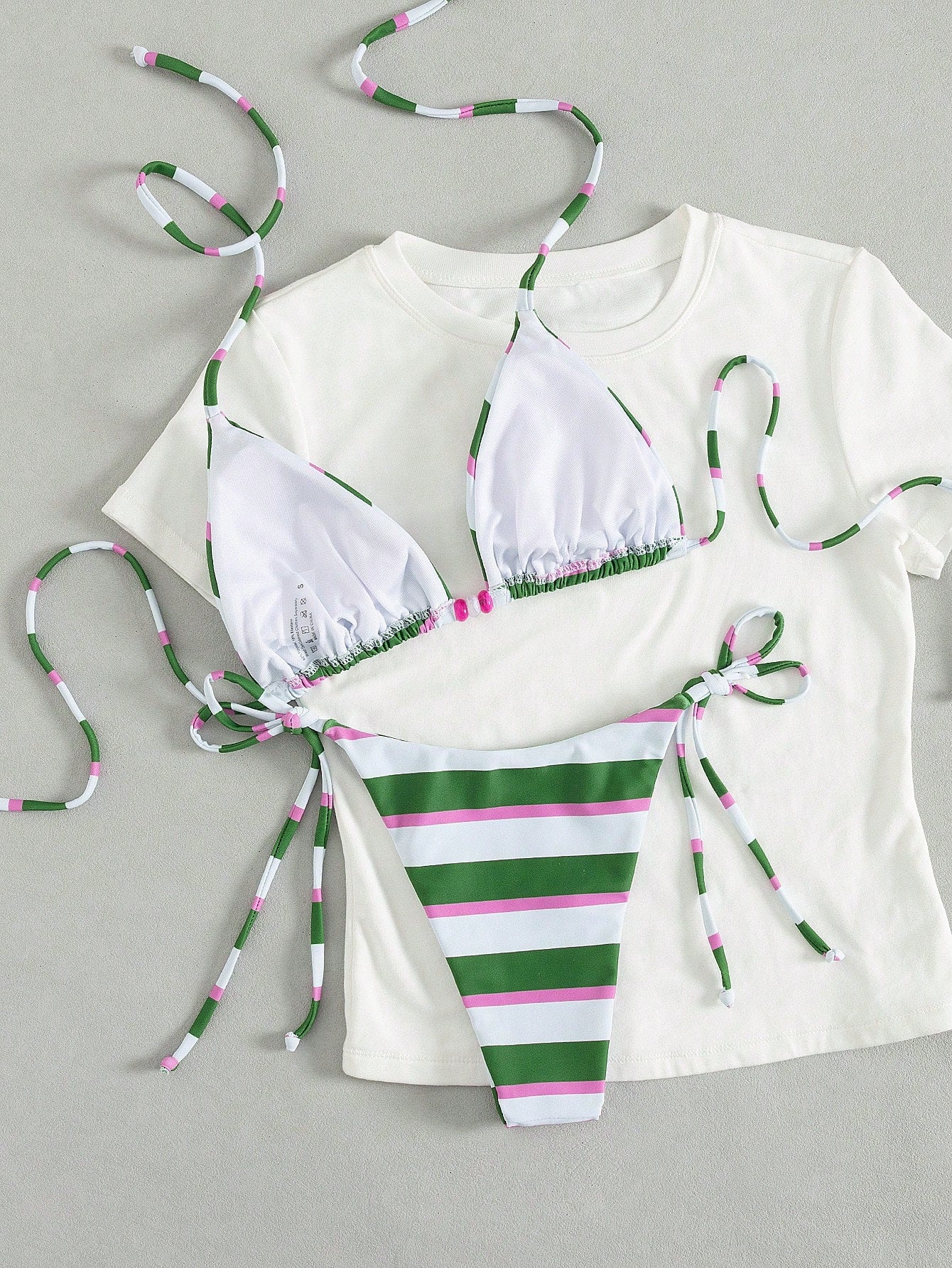 Sexy Minimalist All Over Print Halter Bikini Set