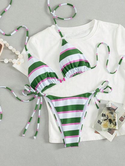 Sexy Minimalist All Over Print Halter Bikini Set