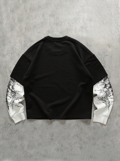 Men Minimalist Mock Layered Long Sleeve T-Shirt