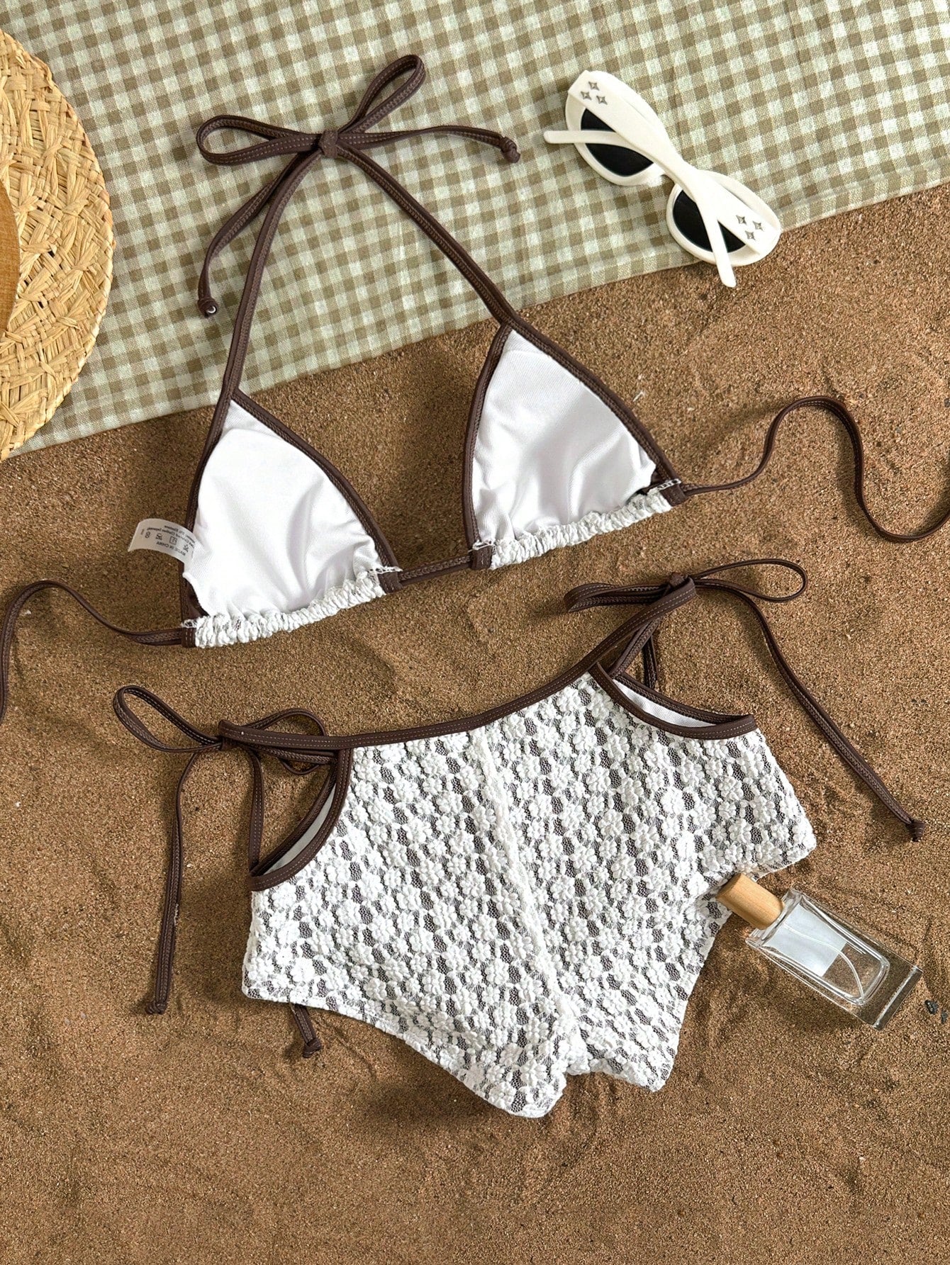 Elegant White Lace Side-Tie Bikini Swimwear Set