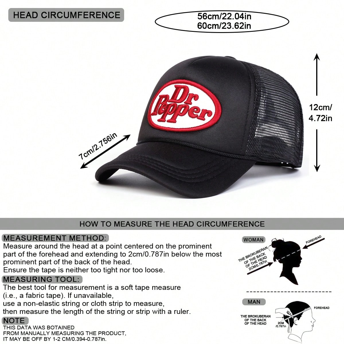 Dr Pepper Street Fashion Letter Embroidery Trucker Hat