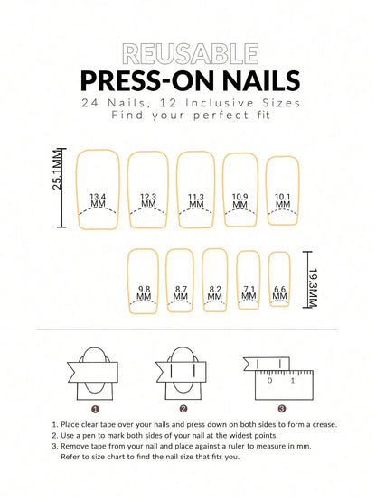 3D Floral Pearl Long Square Press-On Nails Set