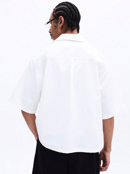 Oversized Gothic Architecture Print White Shirt