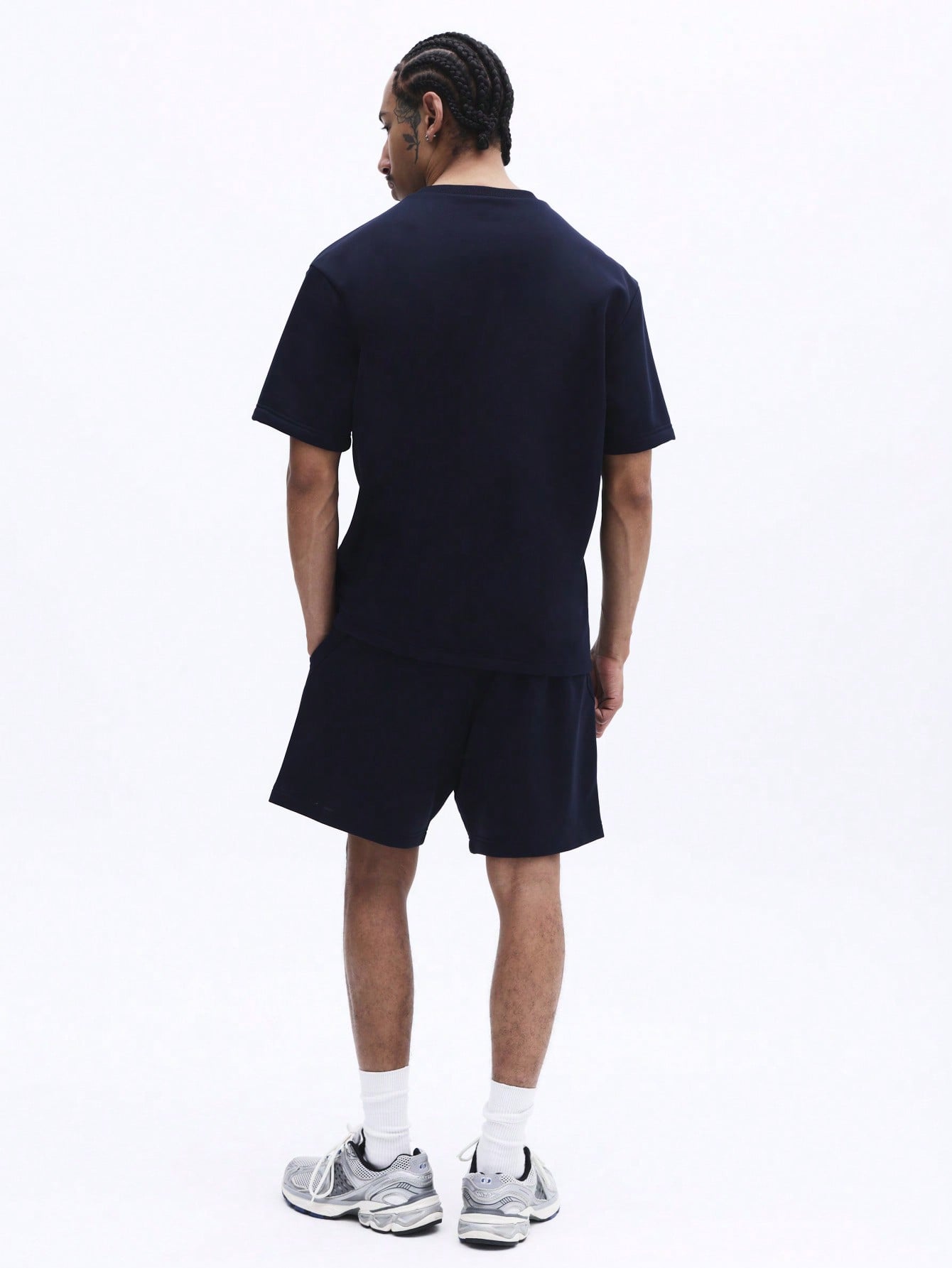 Men's Navy Piping T-Shirt & Shorts Co-Ord Set