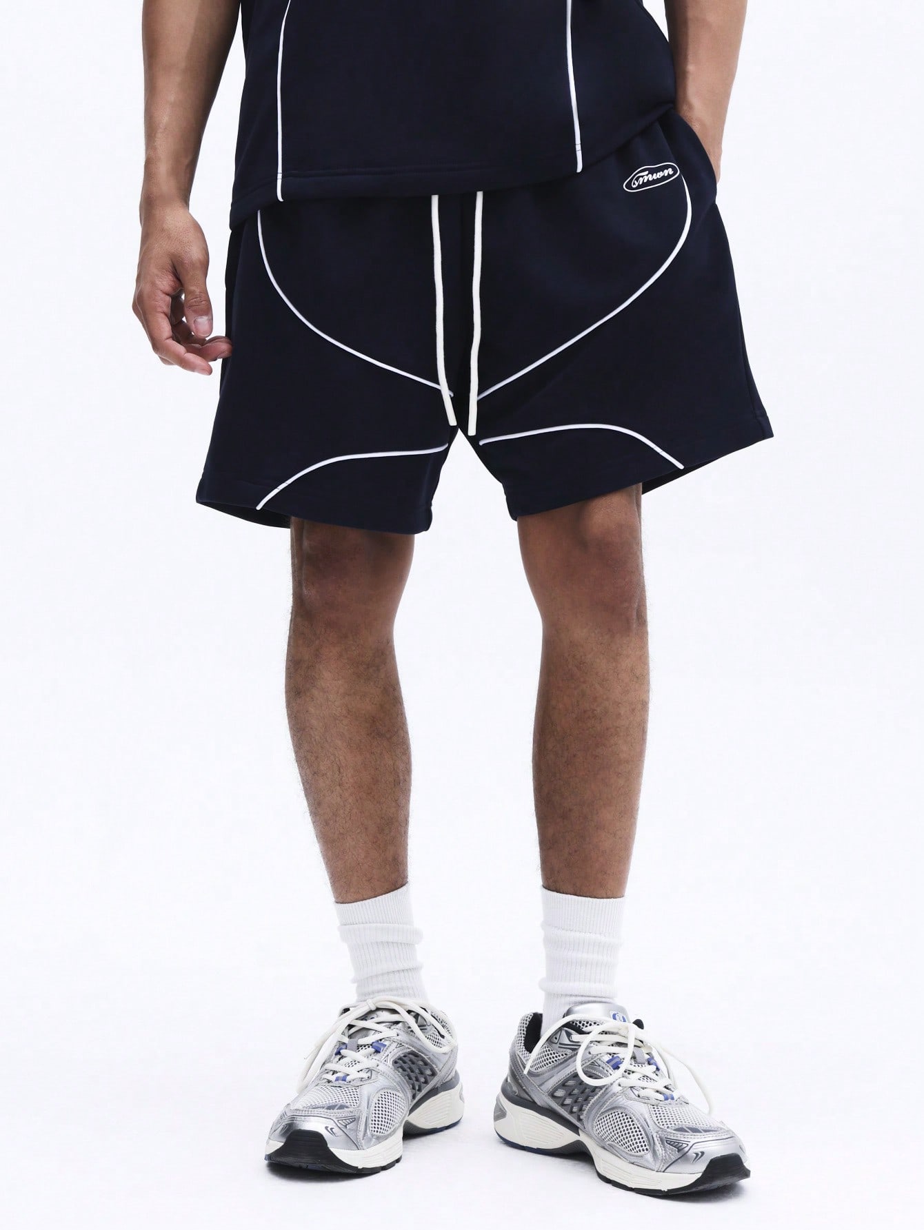 Men's Navy Piping T-Shirt & Shorts Co-Ord Set