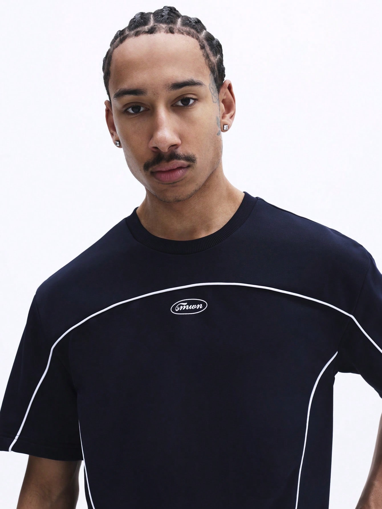 Men's Navy Piping T-Shirt & Shorts Co-Ord Set