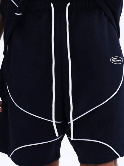 Men's Navy Piping T-Shirt & Shorts Co-Ord Set