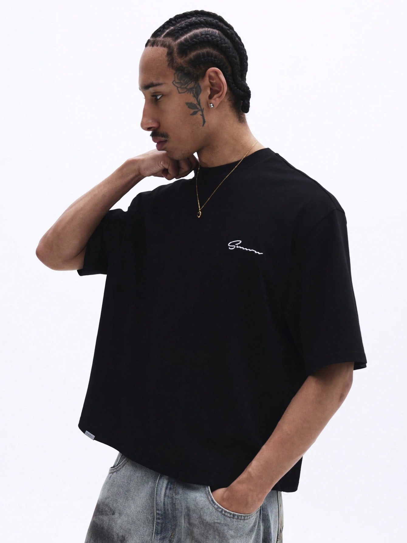 Men's Oversized Blue Gradient Graphic Tee