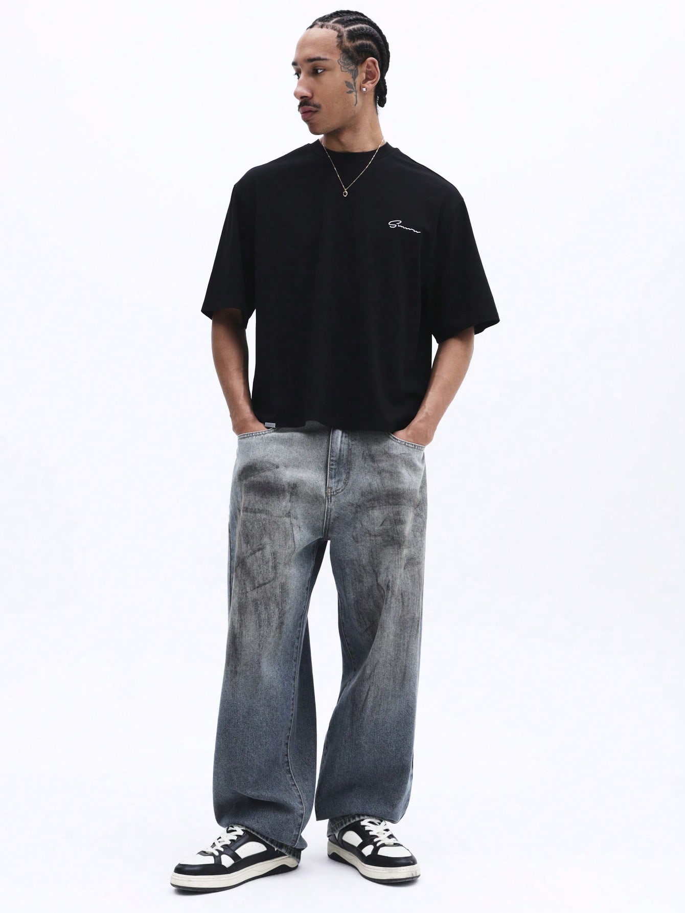 Men's Oversized Blue Gradient Graphic Tee