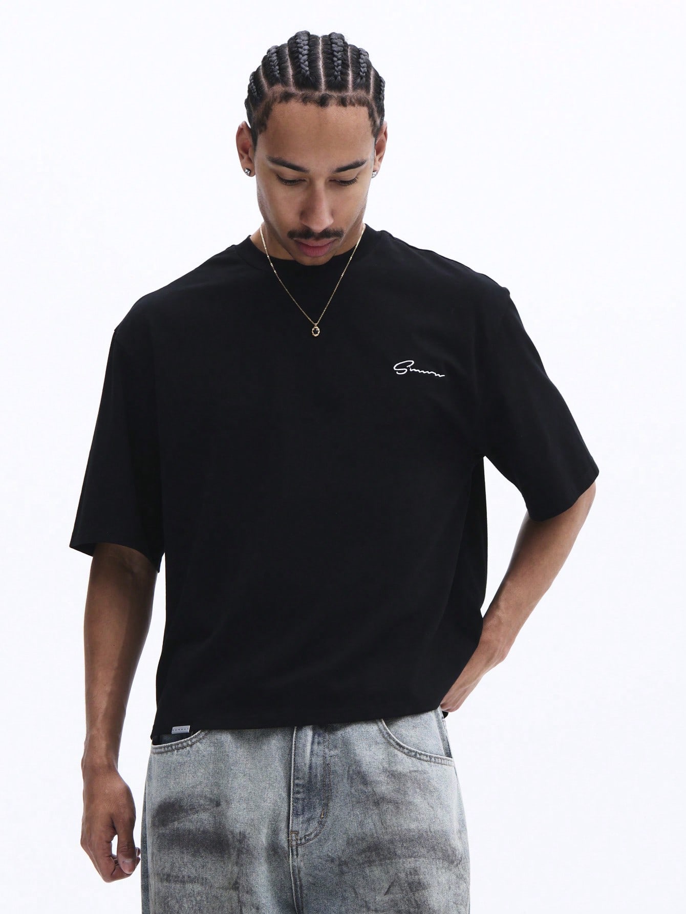 Men's Oversized Blue Gradient Graphic Tee