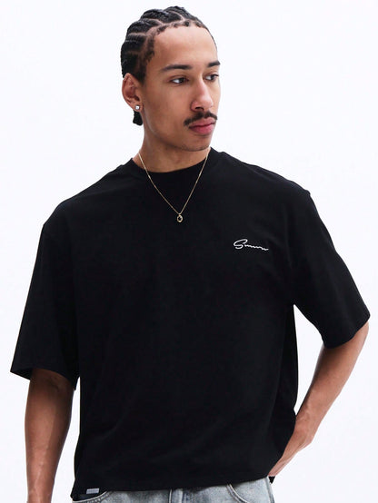 Men's Oversized Blue Gradient Graphic Tee