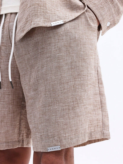 Men's Linen-Feel Shirt and Shorts Vacation Set