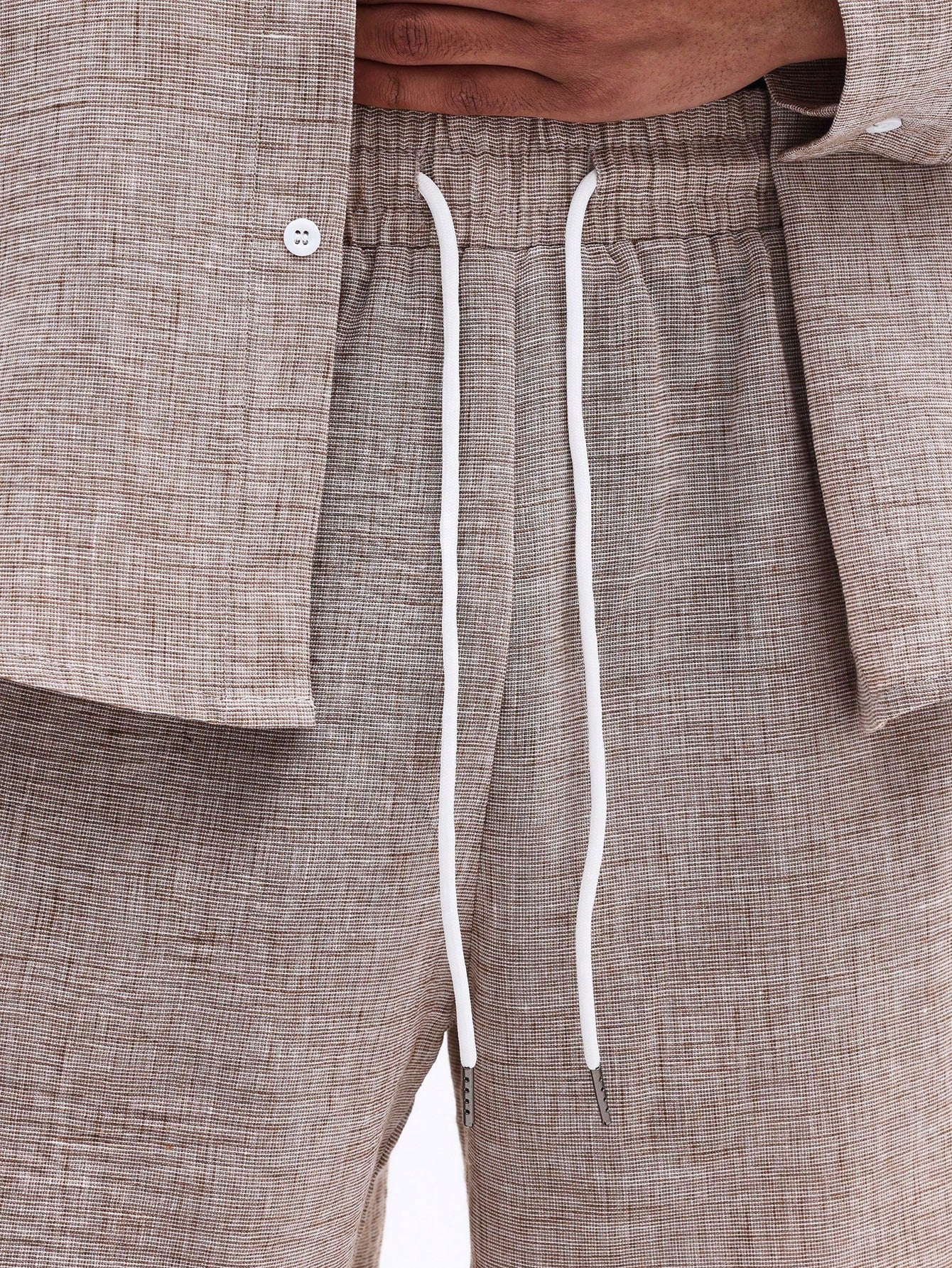 Men's Linen-Feel Shirt and Shorts Vacation Set