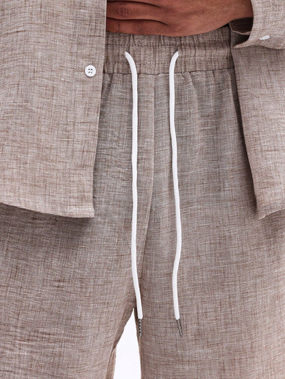 Men's Linen-Feel Shirt and Shorts Vacation Set