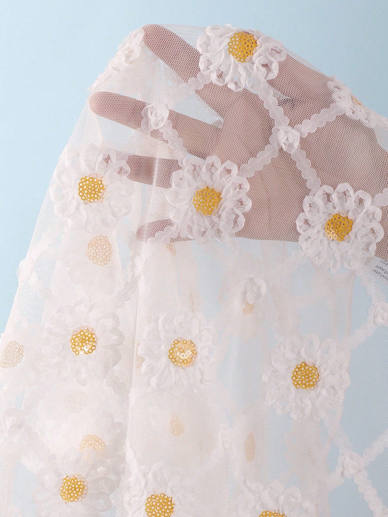 White Sequin Floral Bikini Set with Sarong Skirt