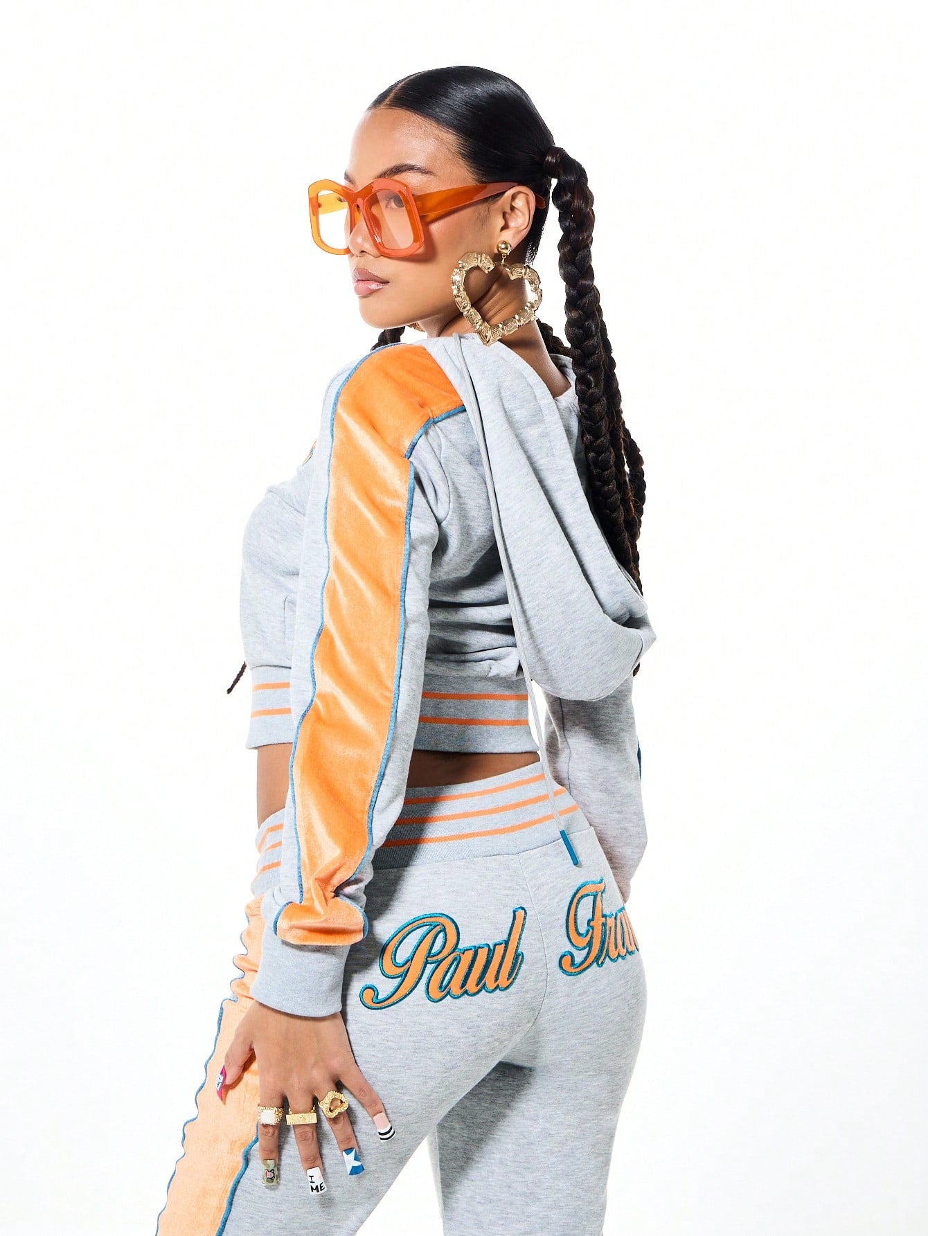 Y2K Velour Full Zip Cropped Hoodie