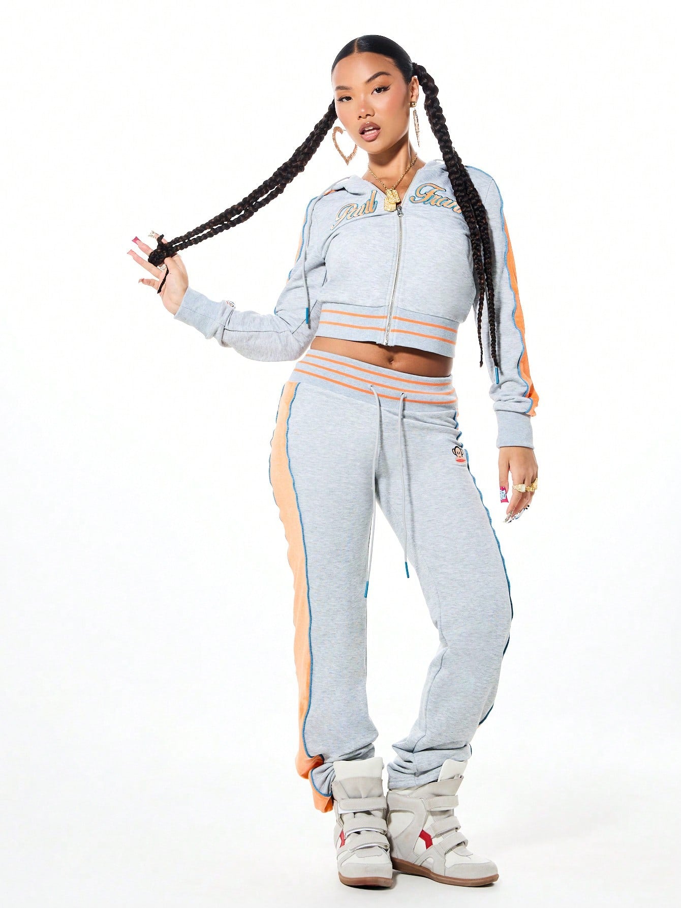 Y2K Velour Full Zip Cropped Hoodie