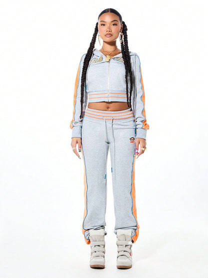 Y2K Velour Full Zip Cropped Hoodie