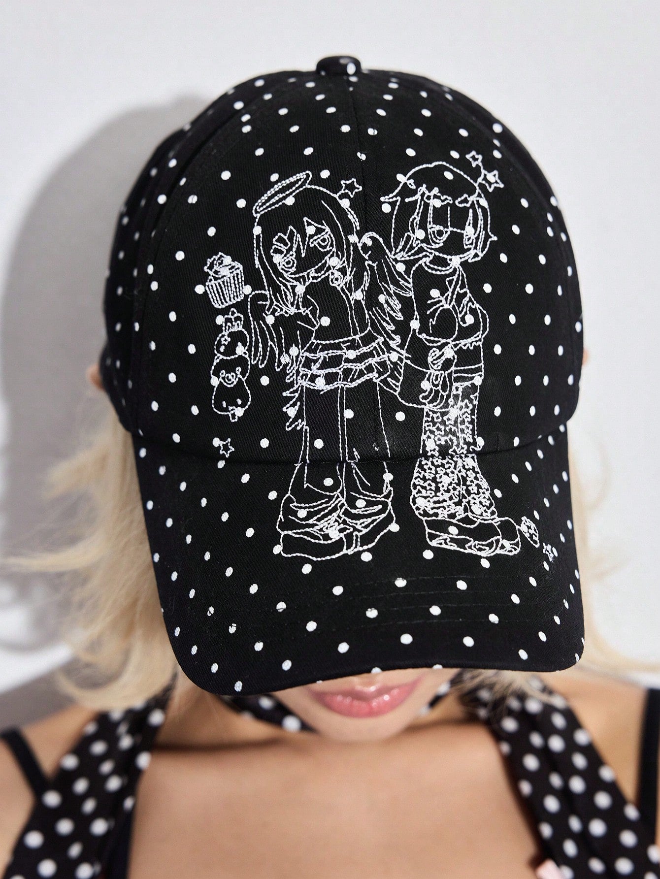 Goth Women Embroidered Hip-Hop White Baseball Cap