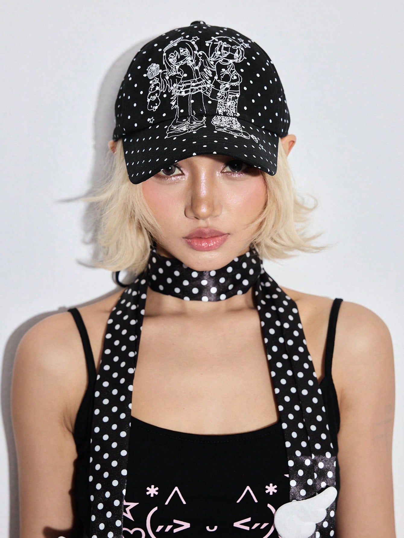 Goth Women Embroidered Hip-Hop White Baseball Cap