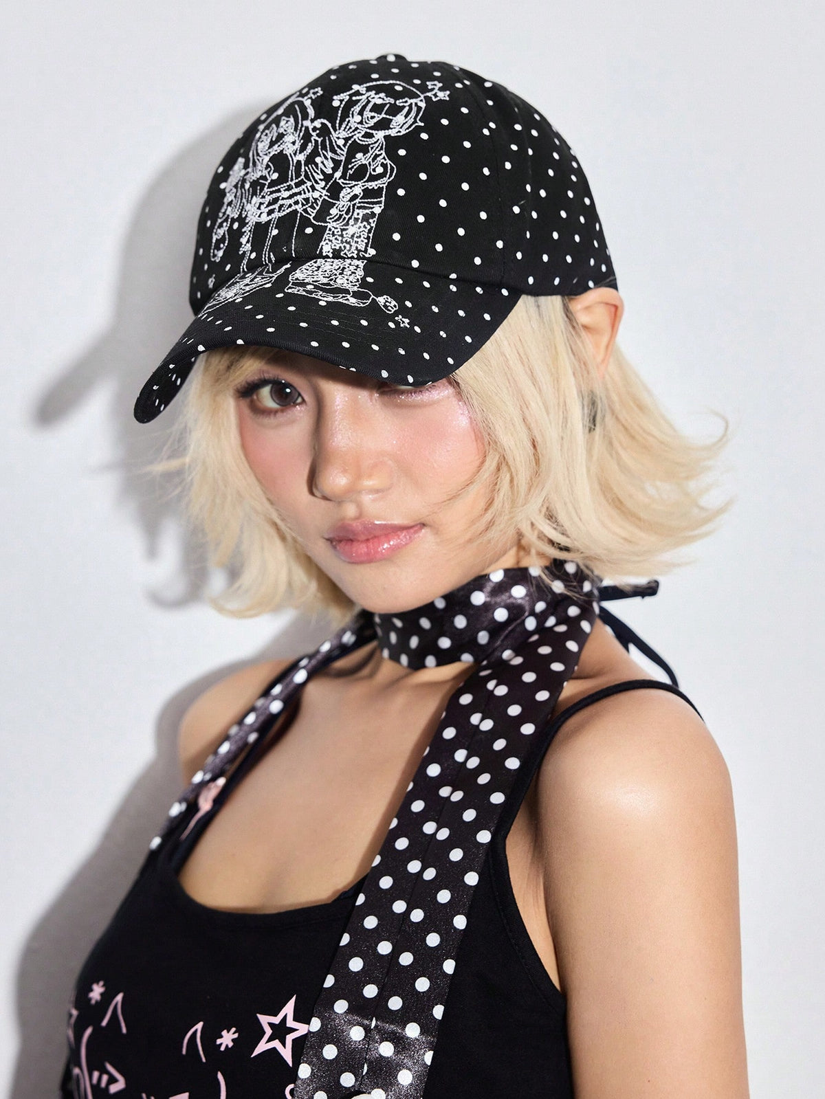 Goth Women Embroidered Hip-Hop White Baseball Cap