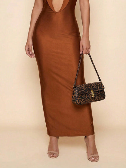 Retro Colorblock Leopard Print Elegant Underarm Bag