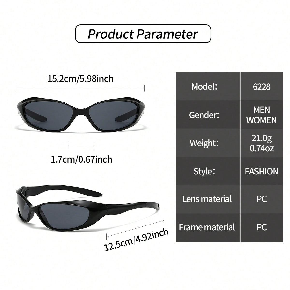 Unisex Punk Y2K Shield Fashion Glasses, Silver Frames