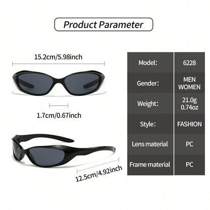 Unisex Punk Y2K Shield Fashion Glasses, Silver Frames