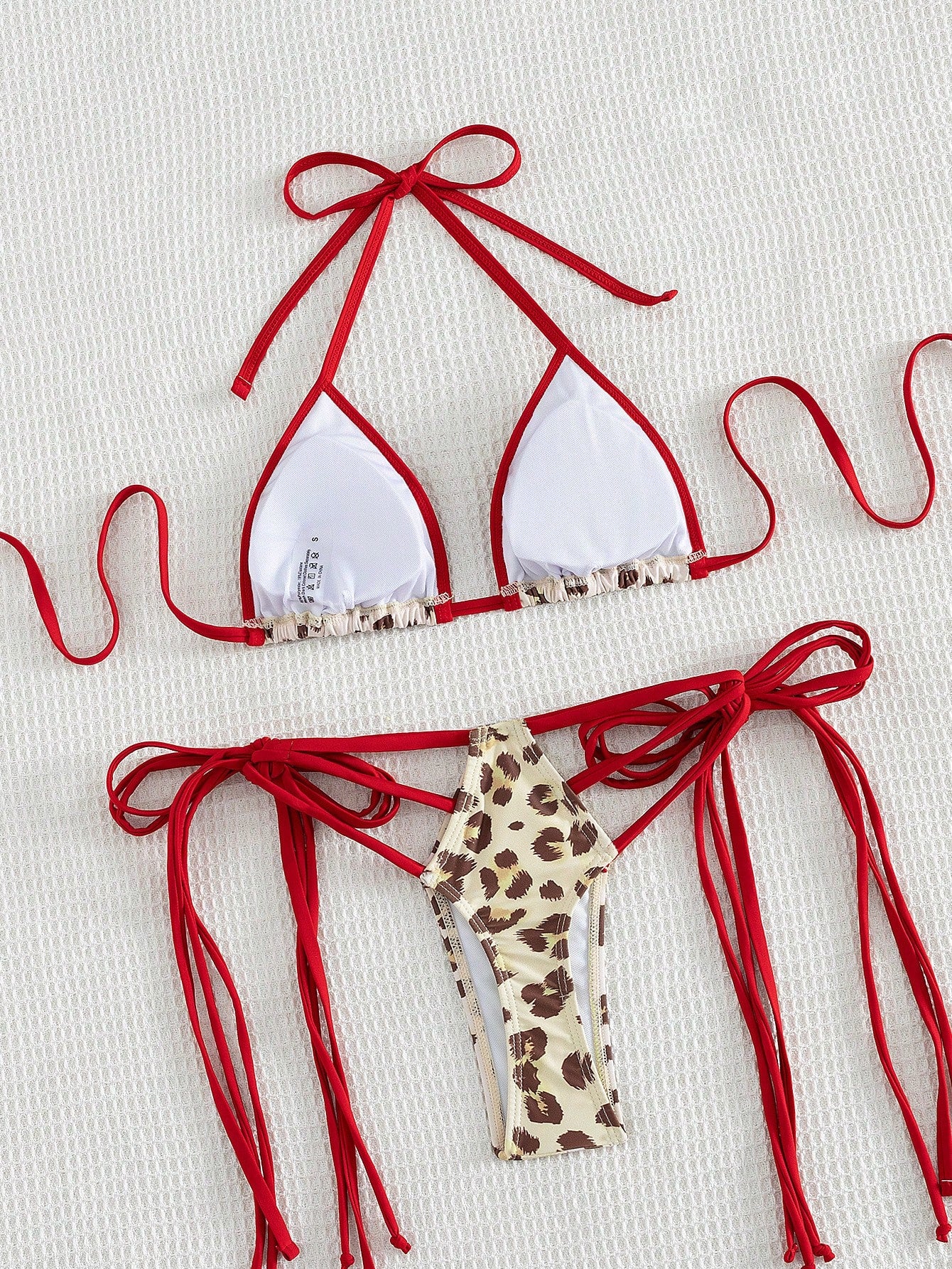 Leopard Print Halter Backless Bikini Set Swimwear