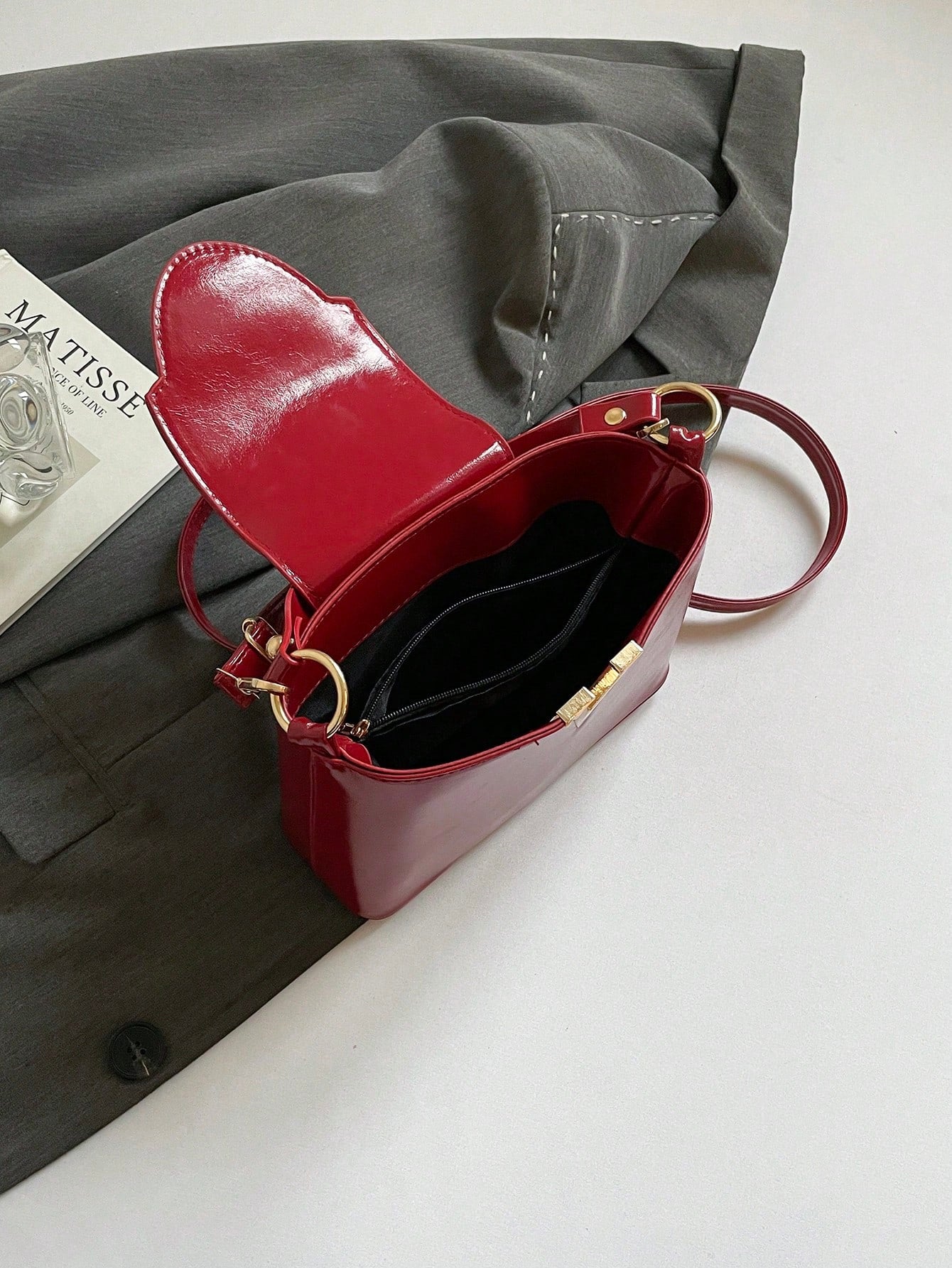 Minimalist Mini PU Leather Handbag with Metal Lock