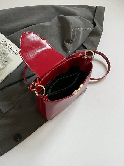 Minimalist Mini PU Leather Handbag with Metal Lock