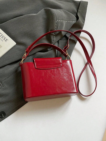 Minimalist Mini PU Leather Handbag with Metal Lock