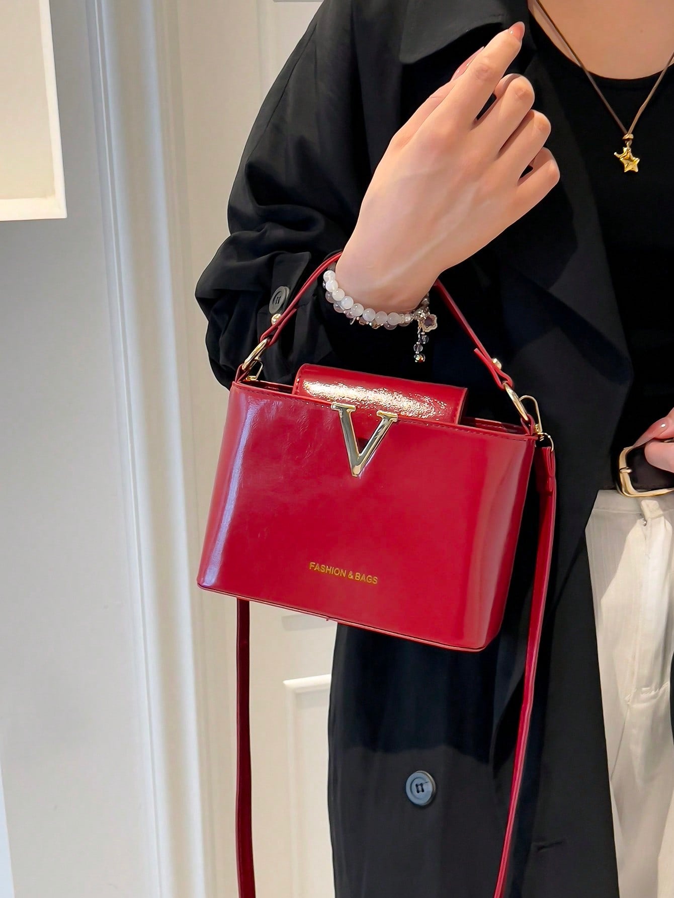 Minimalist Mini PU Leather Handbag with Metal Lock