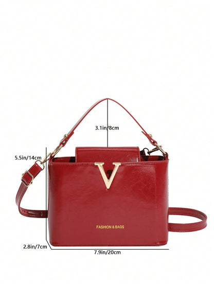 Minimalist Mini PU Leather Handbag with Metal Lock