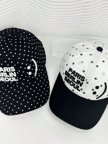 Retro Polka Dot Embroidered Letter Baseball Cap