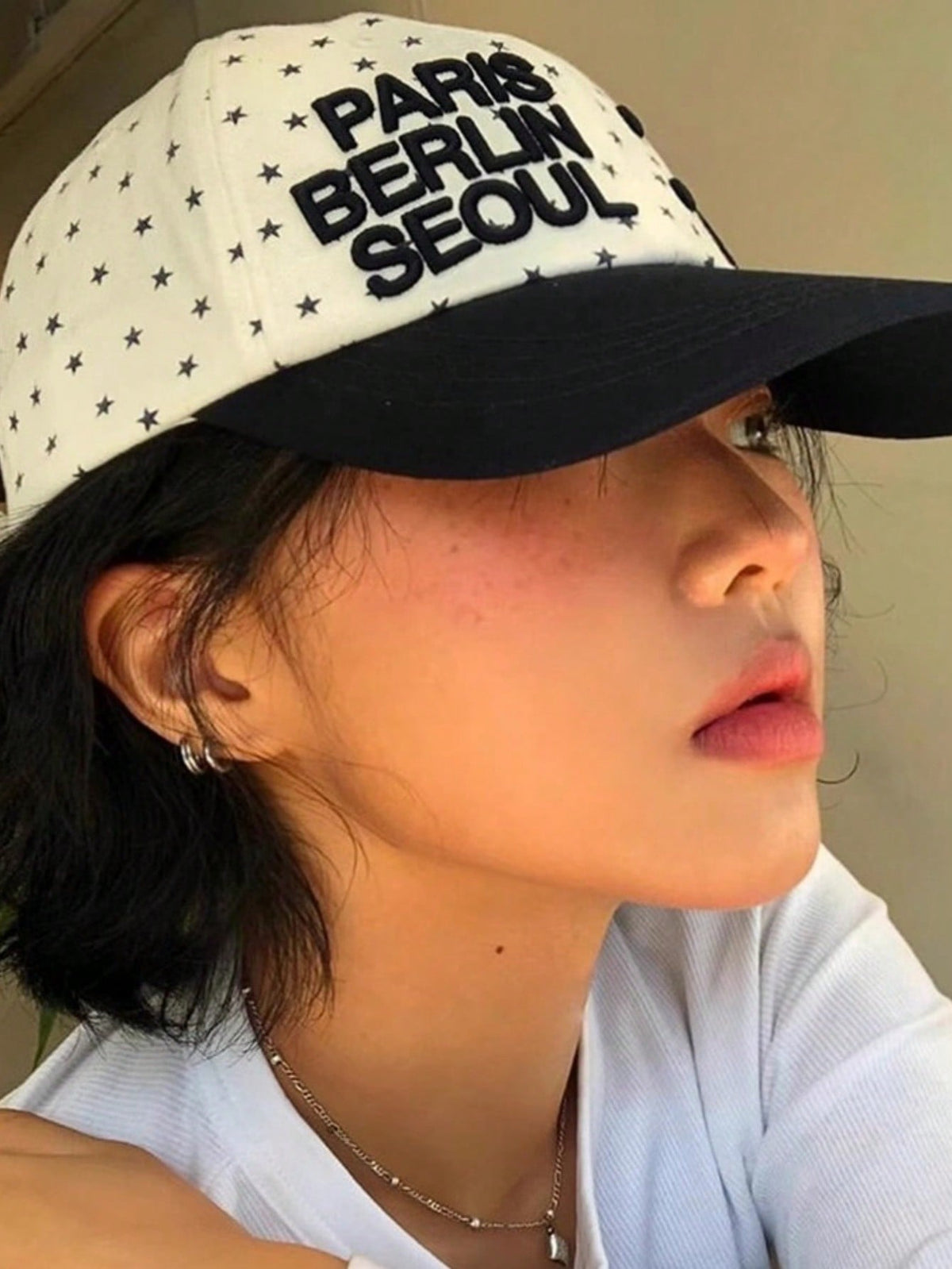 Retro Polka Dot Embroidered Letter Baseball Cap